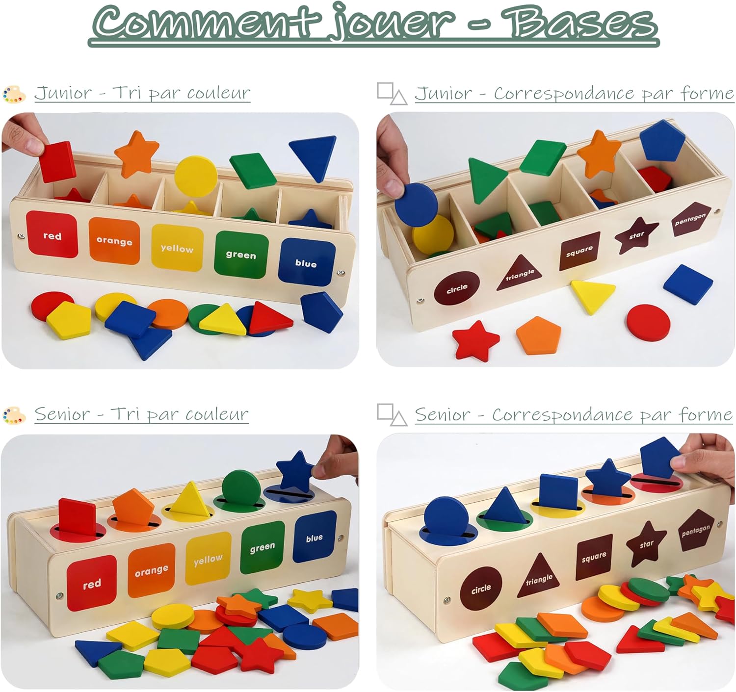 Jeu Montessori 3-en-1 En Bois - Tour D'équilibre Avec Bâtons Colorés Et Dés - Apprentissage Couleurs, Motricité Fine - 3 Ans Et Plus
