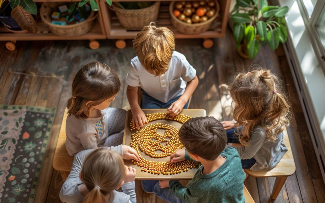 Activités Montessori avec des perles dorées : un apprentissage ludique pour les 3 à 6 ans