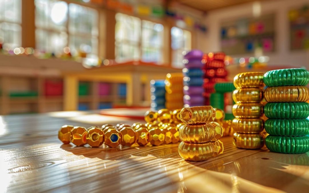 Apprendre le système décimal avec le matériel des perles dorées Montessori