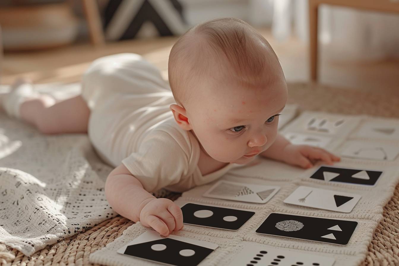 Combien de temps par jour doit-on utiliser les cartes Montessori en noir et blanc avec un bébé ?