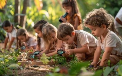 Exploration de la nature avec le matériel d’observation Montessori pour enfants