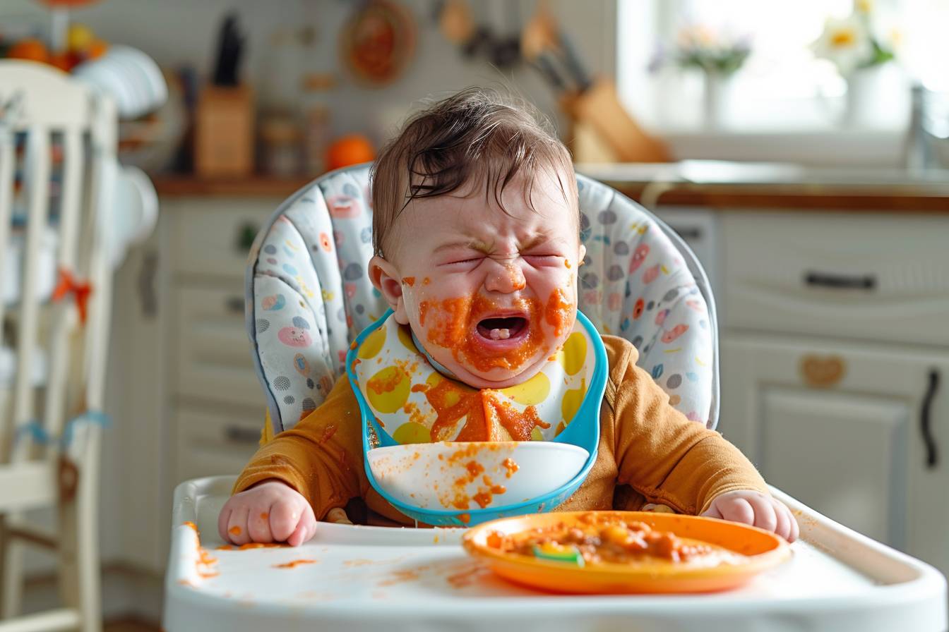 Pourquoi votre bébé pleure-t-il en mangeant sa purée ? Causes et solutions