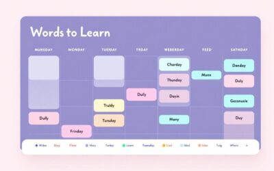 Calendrier pour apprendre des mots