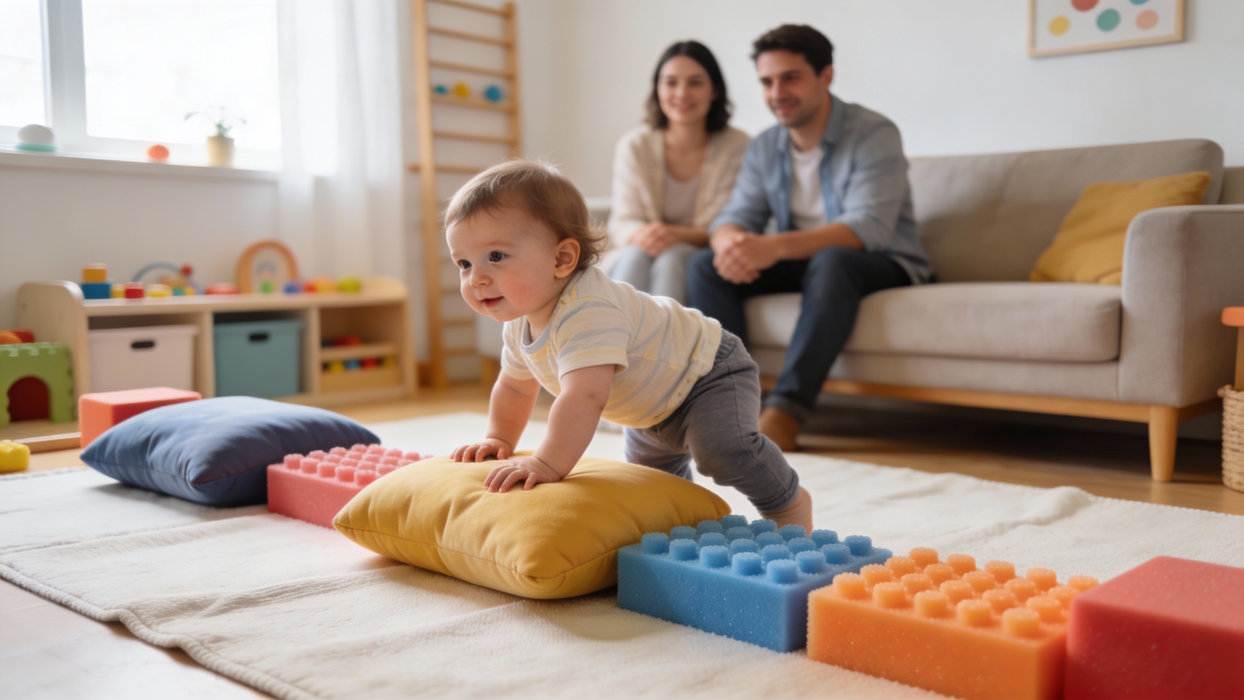 Parcours moteur bébé salon Parcours moteur bébé salon