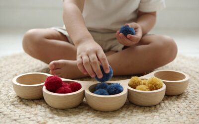 Trier les couleurs avec des pompons : une activité Montessori simple pour les 0-3 ans