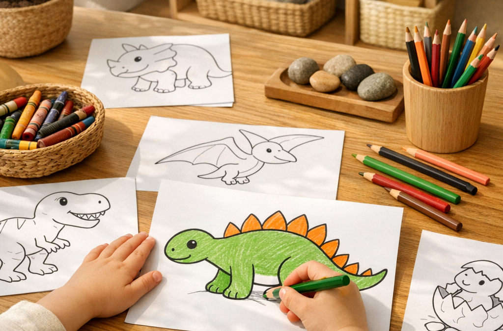 Coloriage dinosaure à imprimer : guide par âge