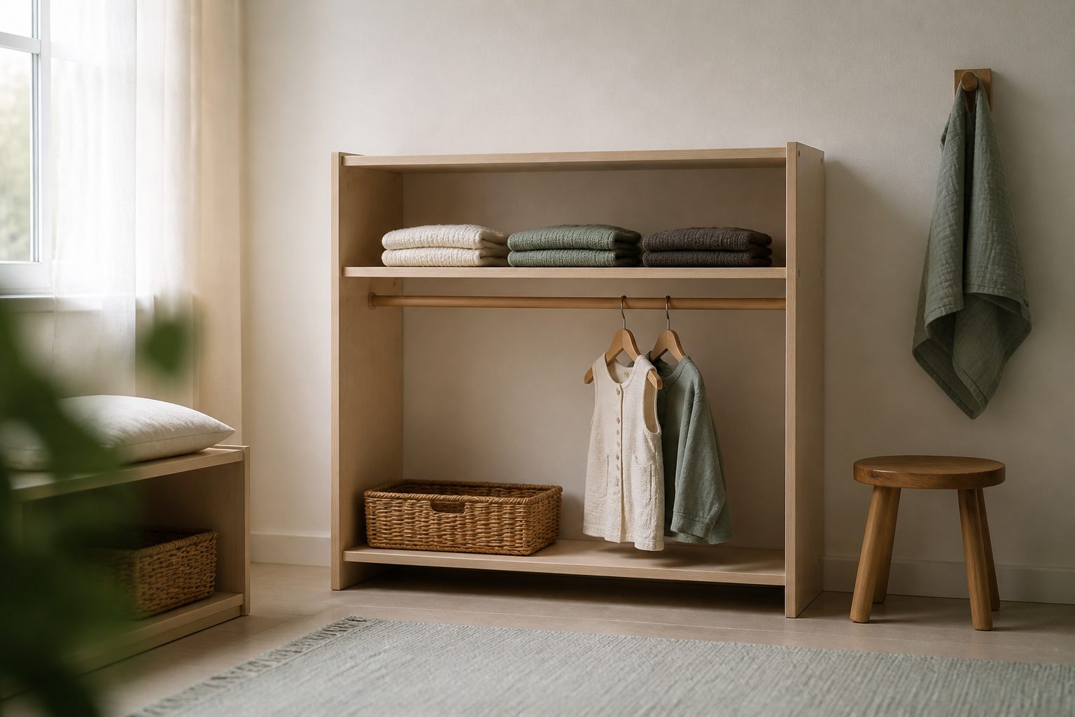 Une armoire Montessori aide l’enfant à s’habiller seul