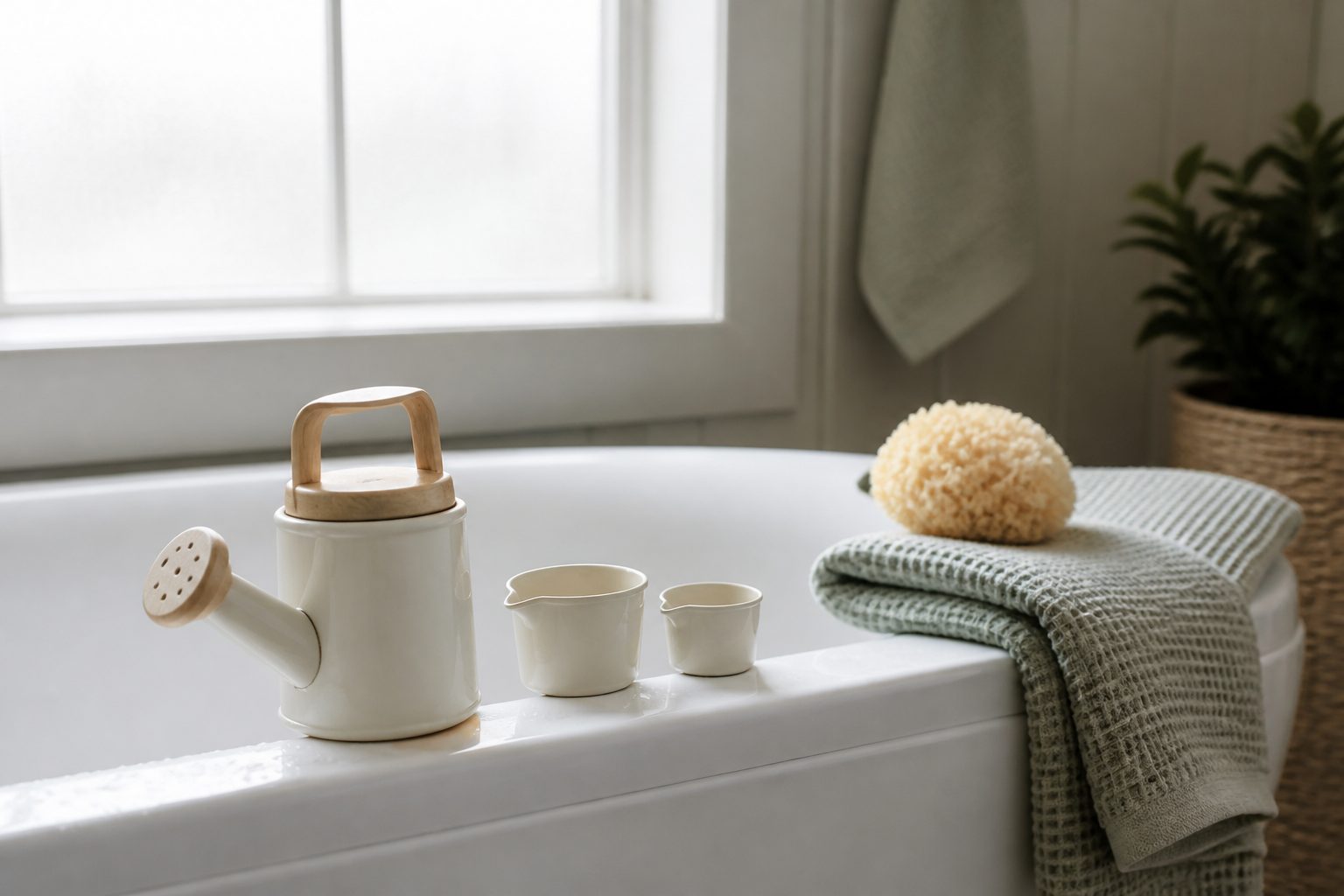 Un jouet arrosoir de bain pour bébé invite à transvaser