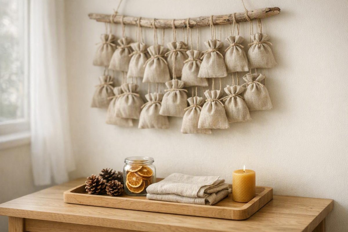 calendrier-avent-montessori Calendrier de l’avent Montessori fait maison : 24 pochettes en lin suspendues à une branche de bois