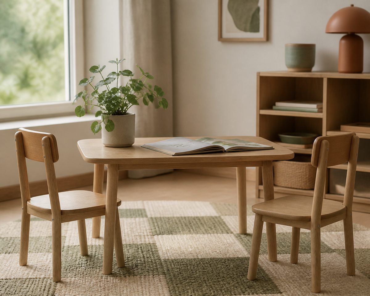 education-positive Deux petites chaises en bois face à face dans une pièce claire