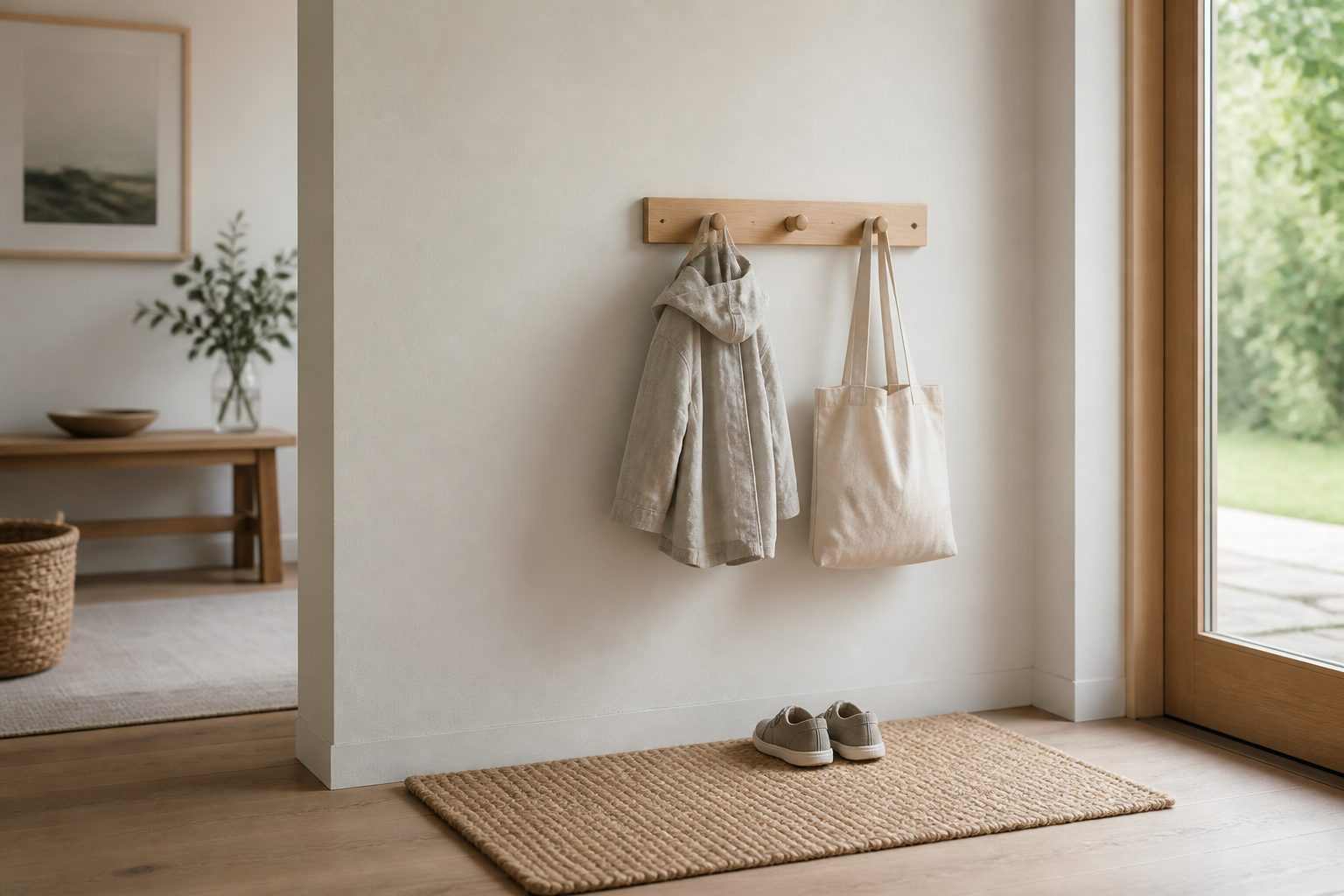 Un porte-manteau à hauteur d’enfant transforme l’entrée