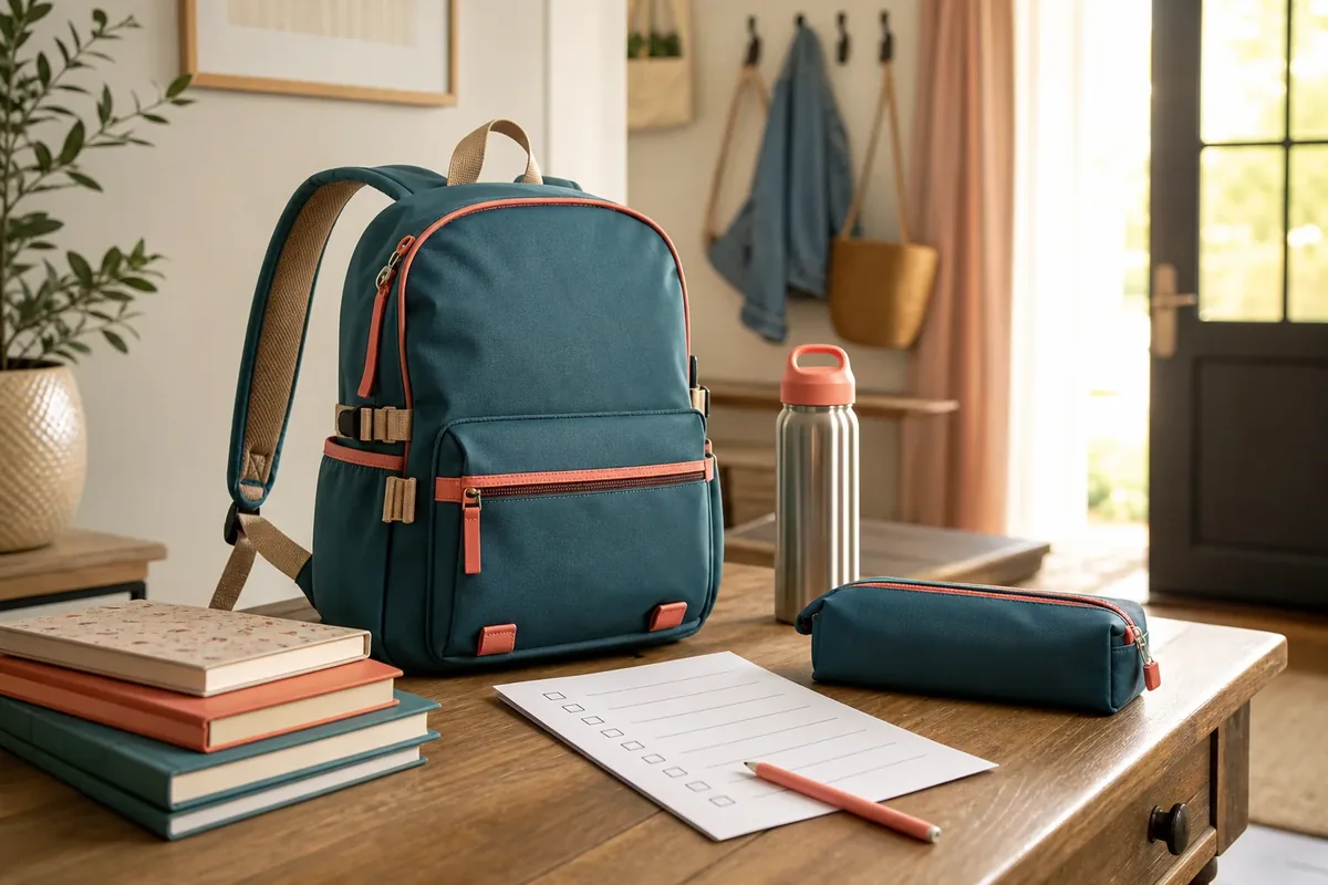 Cartable d’école préparé pour une entrée en primaire